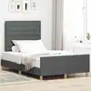 Image de Cadre De Lit Avec Tête De Lit Gris Foncé 120 X 200 Cm Tissu Vidaxl