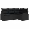 Image de Vidaxl ensemble de canapé de jardin avec coussin 4 pcs noir polyrotin