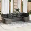 Image de Ensemble De Canapé De Jardin Avec Coussin 7 Pcs Gris Polyrotin Vidaxl