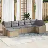 Image de Ensemble De Canapé De Jardin 7 Pc Beige Et Gris Clair Polyrotin Vidaxl