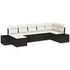 Image de Vidaxl ensemble de canapé de jardin avec coussin 7 pcs noir polyrotin