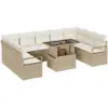 Image de Vidaxl ensemble de canapé de jardin de 10 pièces avec coussins beiges en poly rattan