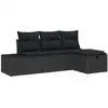 Image de Vidaxl ensemble de canapé de jardin avec coussin 4 pcs noir poly rotin
