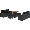 Image de Vidaxl ensemble de canapé de jardin 9 pcs noir polyrotin