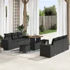 Image de vidaXL Ensemble de canapé de jardin avec coussin 9 pcs Noir Poly rotin 3361959