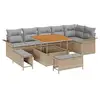Image de Vidaxl ensemble de canapé de jardin avec coussin 9 pcs beige polyrotin