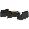 Image de Vidaxl ensemble de canapé de jardin avec coussin 9 pcs noir polyrotin