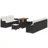 Image de Vidaxl ensemble de canapé de jardin avec coussin 10 pcs noir polyrotin