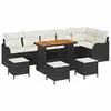 Image de Vidaxl ensemble de canapé de jardin avec coussin 10 pcs noir polyrotin