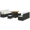 Image de Vidaxl ensemble de canapé de jardin avec coussin 9 pcs noir polyrotin