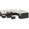 Image de Vidaxl ensemble de canapé de jardin de 13 pièces avec coussins noir poly rattan acacia