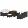 Image de Vidaxl ensemble de canapé de jardin avec coussin 9 pcs noir polyrotin