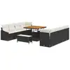 Image de Vidaxl ensemble de canapé de jardin avec coussin 11 pcs noir polyrotin