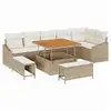 Image de Vidaxl ensemble de canapé de jardin avec coussin 9 pcs beige polyrotin
