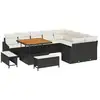 Image de Vidaxl ensemble de canapé de jardin avec coussin 12 pcs noir polyrotin