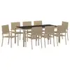 Image de Vidaxl ensemble de salle à manger pour jardin 9 pcs beige polyrotin