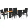 Image de Vidaxl ensemble de salle à manger pour jardin 9 pcs noir polyrotin