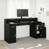 Image de Bureau Avec Porte Chêne Noir 160 X 55 X 91 Cm Bois D'ingénierie Vidaxl