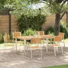 Image de vidaXL Ensemble de repas extérieur 7 pcs Marron Bois de teck massif 3334802