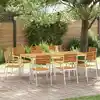 Image de Chaise De Jardin 8 Pcs Bois D'acacia Massif Et Acier Inoxydable Vidaxl