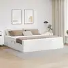 Image de Lit Avec Rangement Et Matelas Blanc 200 X 200 Cm Simili Cuir Vidaxl