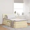 Image de Lit De Rangement Led Avec Matelas Crème 90 X 200 Cm Tissu Vidaxl