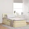 Image de Lit De Rangement Led Avec Matelas Crème 90 X 200 Cm Tissu Vidaxl