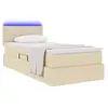 Image de Vidaxl lit de rangement led avec matelas crème 90 x 200 cm tissu