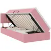 Image de Lit Avec Rangement Et Led Avec Led Rose 100 X 200 Cm Velours Vidaxl