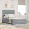 Image de Lit Avec Rangement Et Matelas Gris Clair 140 X 200 Cm Tissu Vidaxl