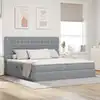 Image de Lit Avec Rangement Et Matelas Gris Clair 200 X 200 Cm Tissu Vidaxl
