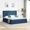 Image de Lit Avec Rangement Et Matelas Bleu 180 X 200 Cm Tissu Vidaxl
