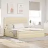Image de Lit De Rangement Avec Tête De Lit Crème 180 X 200 Cm Tissu Vidaxl