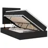 Image de Vidaxl lit de rangement led avec matelas noir 120 x 200 cm tissu