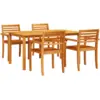Image de Ensemble de Salle à Manger de Jardin 5 Pièces en Bois d'Acacia Massif - Rustique et Confortable