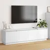 Image de Meuble TV - Blanc - 180x38x49 cm - LED intégré - 4 portes coulissantes