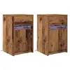 Image de Vidaxl armoire de chevet led 2 pcs bois ancien 38 x 34 x 61 cm