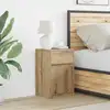 Image de Armoire De Chevet Led Chêne Artisanal 38 X 34 X 61 Cm Vidaxl