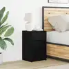 Image de Armoire De Chevet Led Avec Tiroir Chêne Noir 38 X 34 X 61 Cm Vidaxl