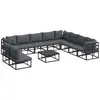 Image de Vidaxl ensemble de canapé de jardin avec coussin 11 pcs noir aluminium