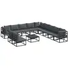 Image de Vidaxl ensemble de canapé de jardin avec coussin 12 pcs noir aluminium