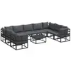 Image de Vidaxl ensemble de canapé de jardin avec coussin 10 pcs noir aluminium