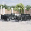 Image de vidaXL Ensemble de canapé de jardin avec coussin 12 pcs Noir Acier 3378972