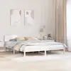 Image de Cadre De Lit Avec Tête De Lit Blanc 180 X 200 Cm Pin Massif Vidaxl