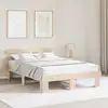 Image de Cadre De Lit Avec Tête De Lit Naturel 140 X 200 Cm Pin Massif Vidaxl