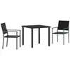 Image de Vidaxl ensemble de salle à manger pour jardin 3 pcs noir rotin pe