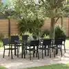Image de Ensemble De Salle À Manger Pour Jardin 9 Pc Noir Vidaxl