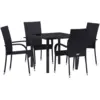 Image de Vidaxl ensemble de jardin 5 pièces - rattan noir