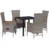 Image de Vidaxl ensemble de dîner de jardin 5 pièces avec coussins en rattan poly gris