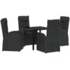 Image de Vidaxl set de 5 pièces pour repas de jardin avec coussins - rattan poly noir
